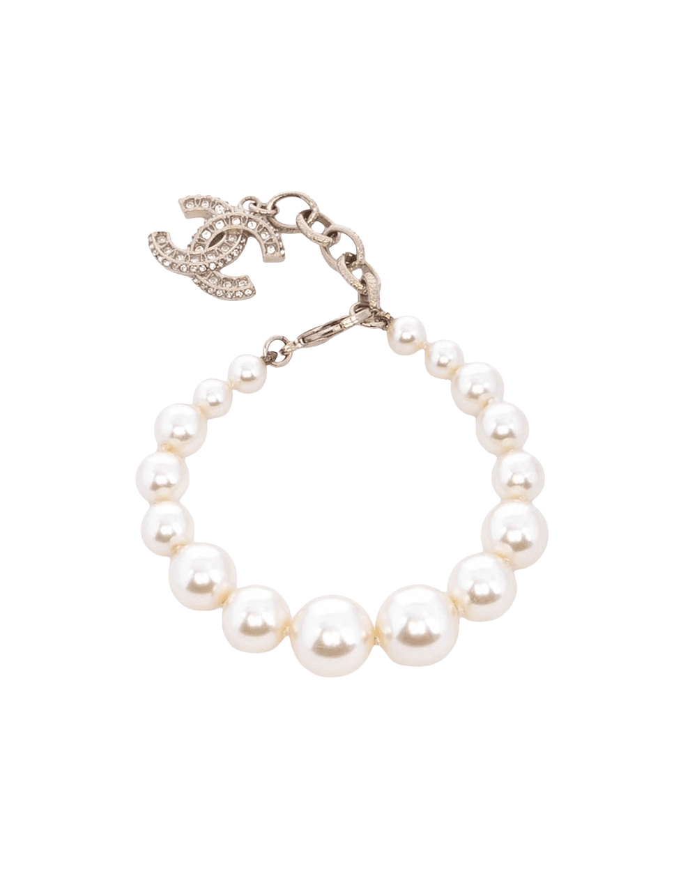 BA260358 CHANEL GLASS PEARL CC BRACELET CRYSTAL GHW