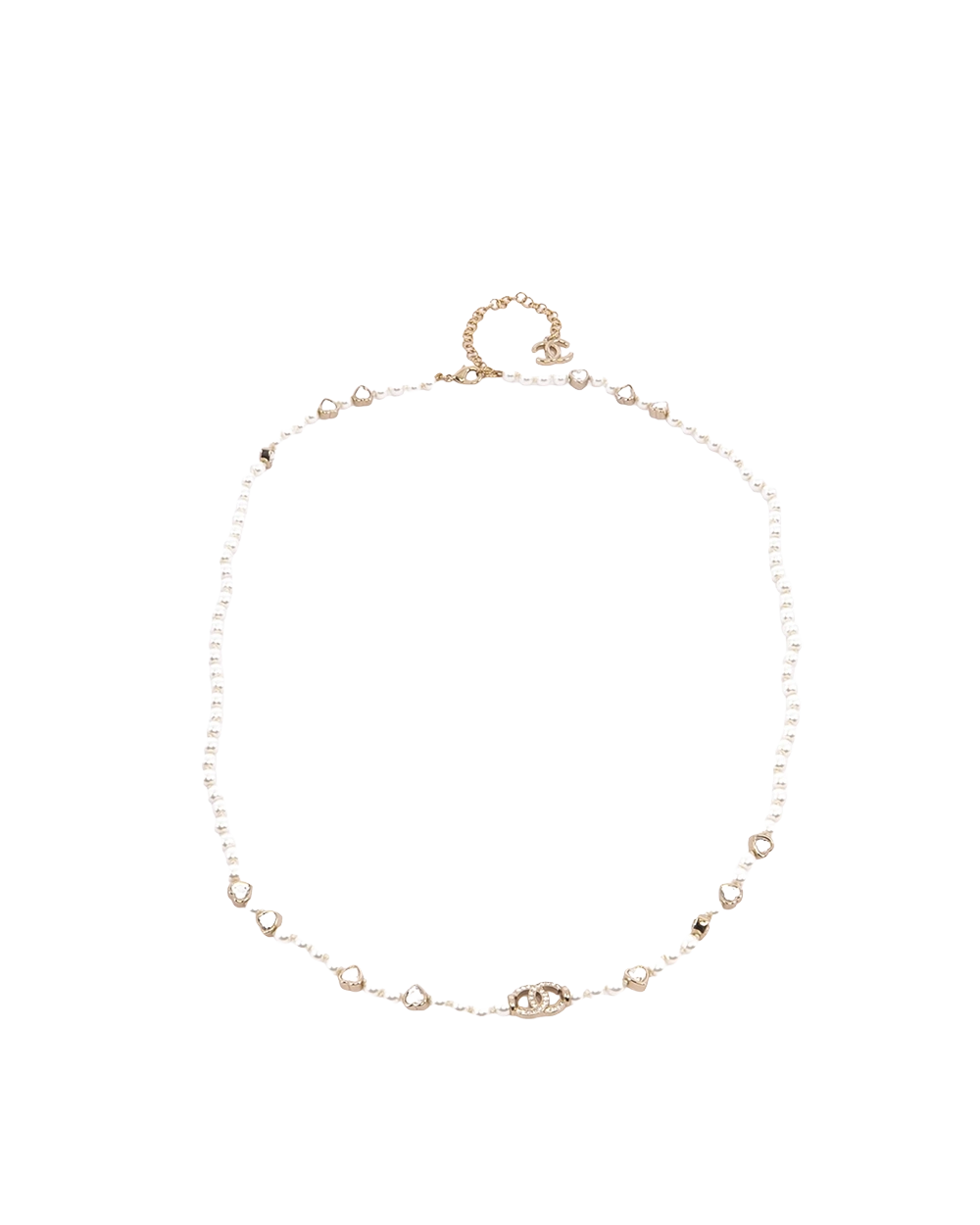 BA260460 CHANEL CC LOCO NECKLACE SILVER PEARL SHW