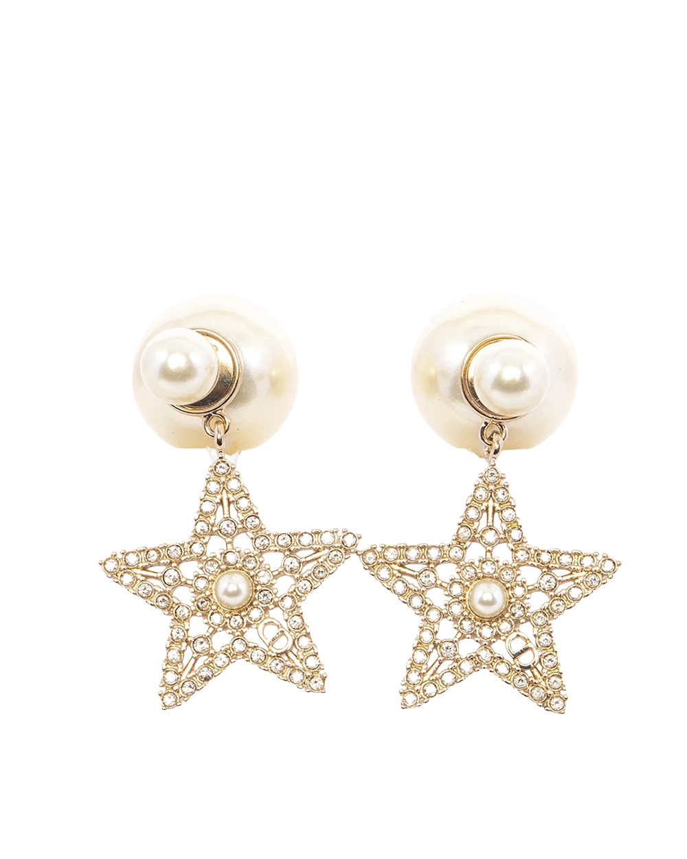BA260888 NEW DIOR TRIBALES EARRING STAR PEARL GHW