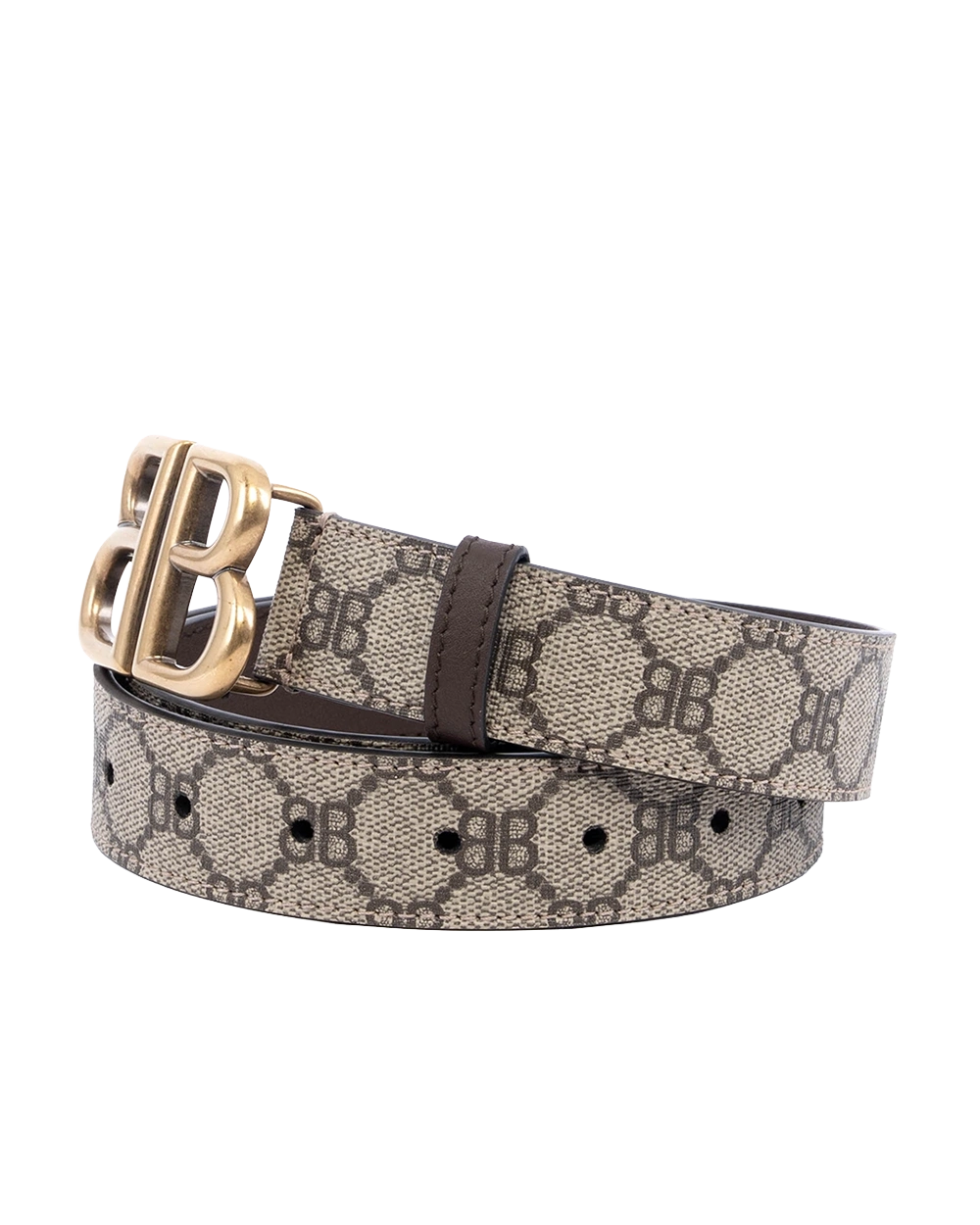 BALENCIAGA BELT 80 BROWN CANVAS GHW 680458 0001 B 493075 00526