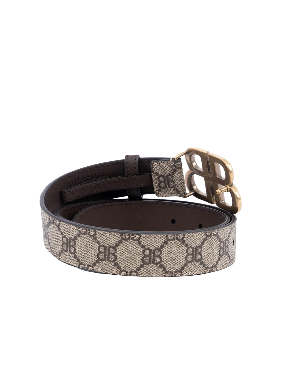 BALENCIAGA BELT 80 BROWN CANVAS GHW 680458 0001 B 493075 00528