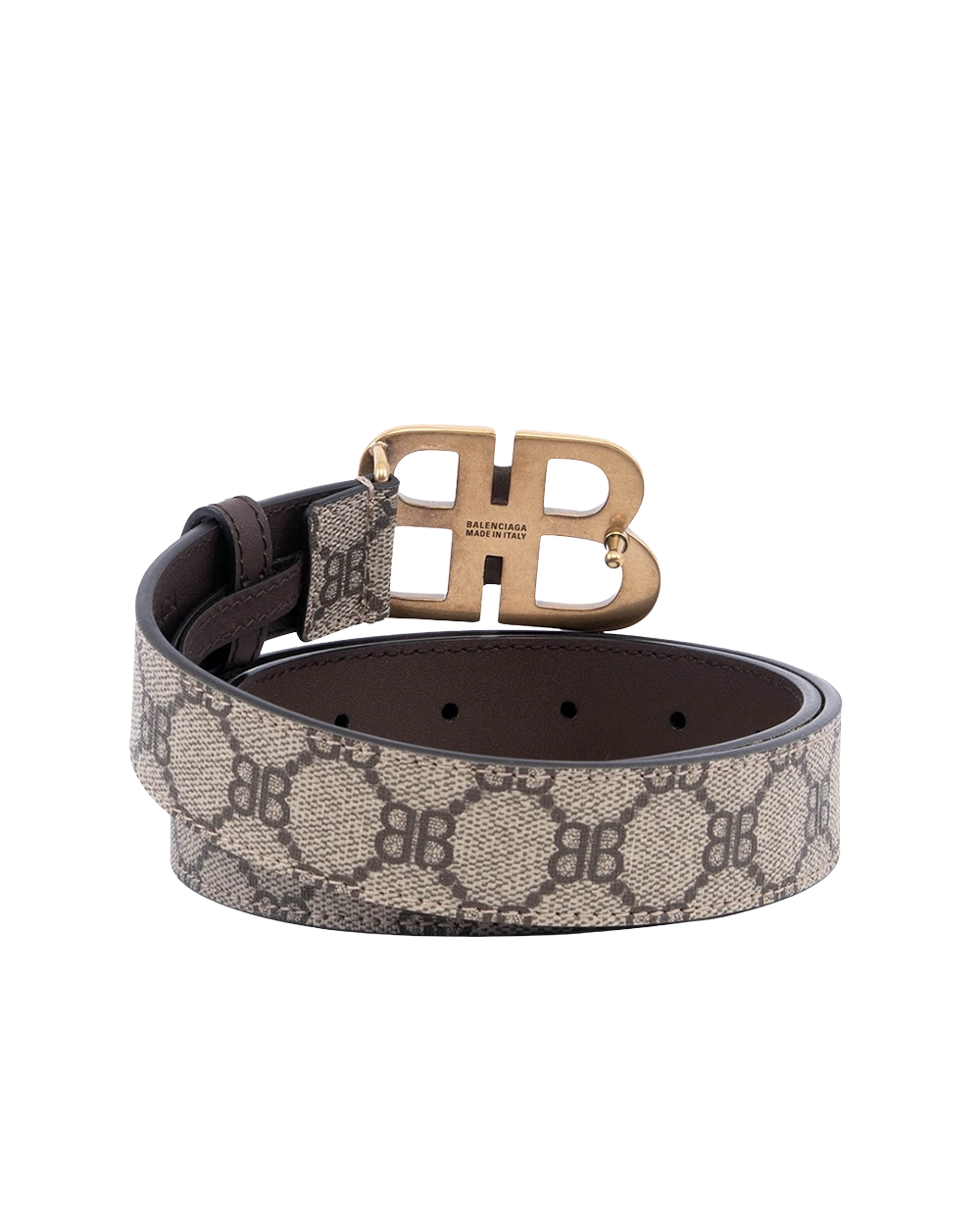 BALENCIAGA BELT 80 BROWN CANVAS GHW 680458 0001 B 493075 00529