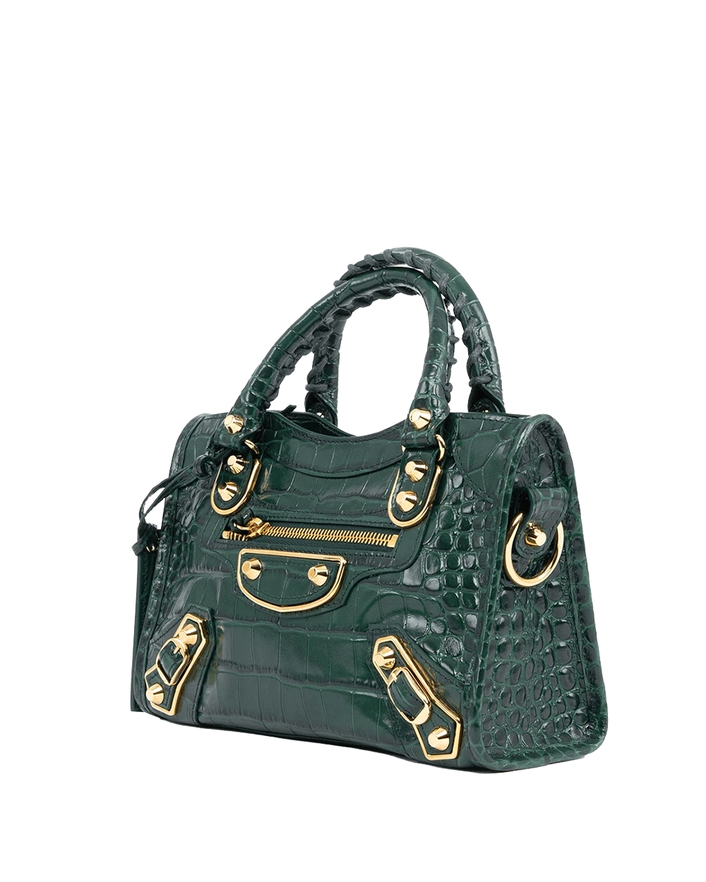 BALENCIAGA CITY GREEN CROC EMBOSSED GHW 390160 3021 O 528147 07506