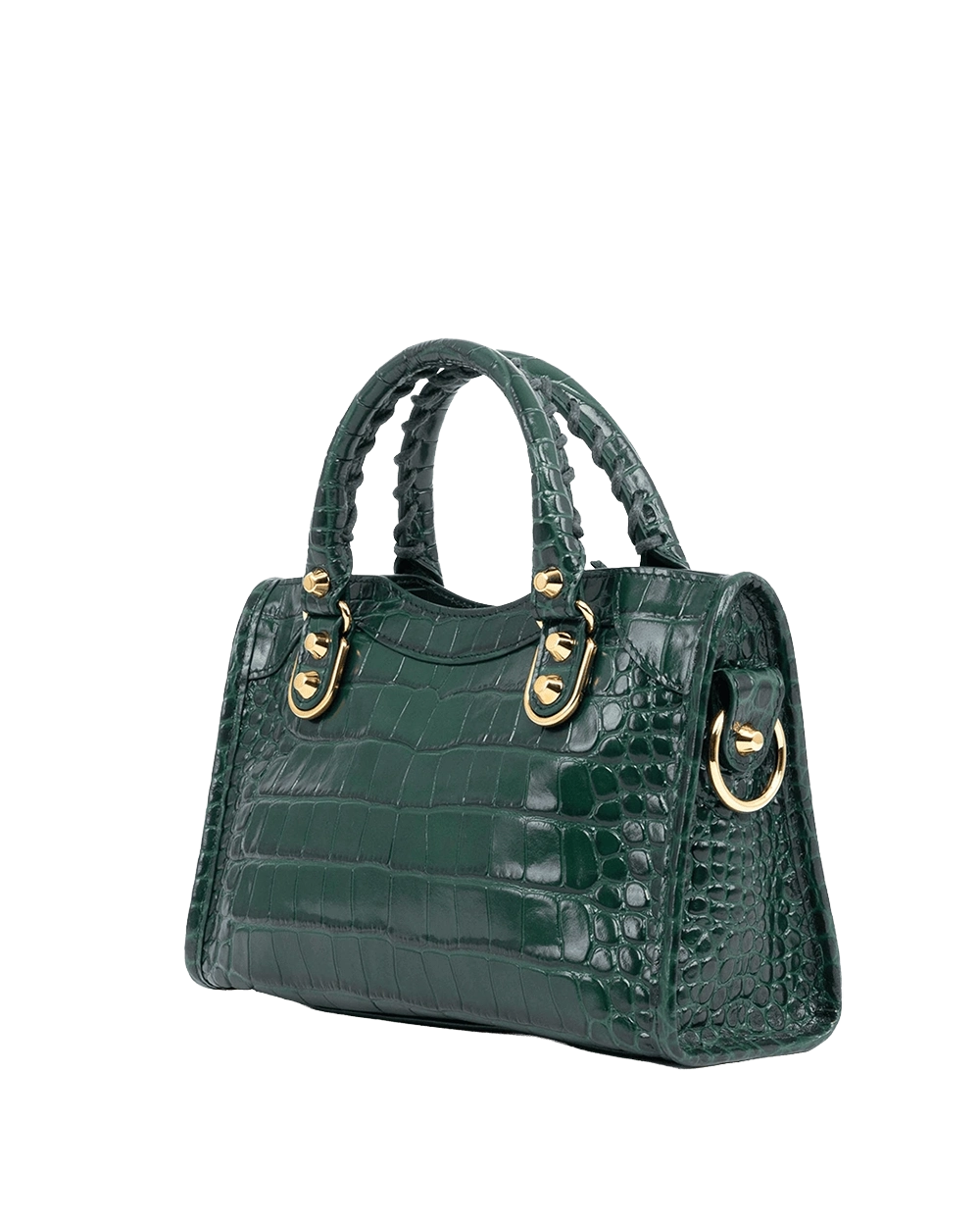 BALENCIAGA CITY GREEN CROC EMBOSSED GHW 390160 3021 O 528147 07507