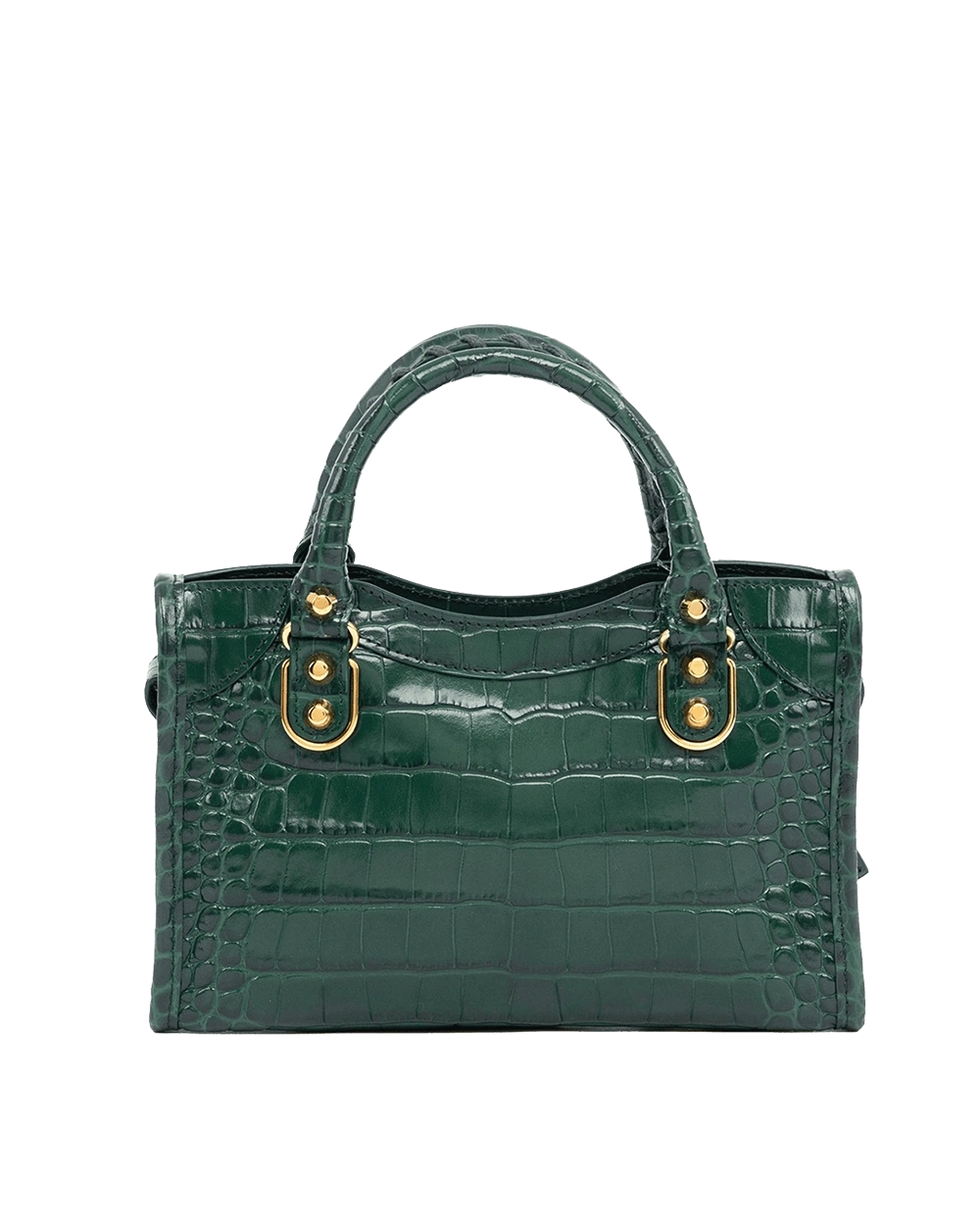 BALENCIAGA CITY GREEN CROC EMBOSSED GHW 390160 3021 O 528147 07509