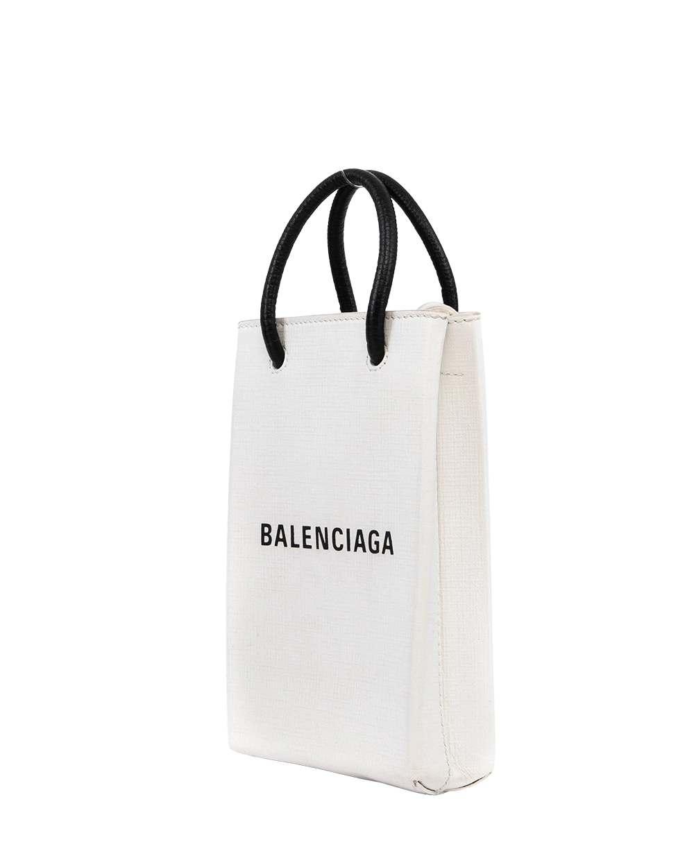 BALENCIAGA SHOPPING PHONE TOTE XS WHITE CANVAS SHW 593826 9000 W 002123 05231