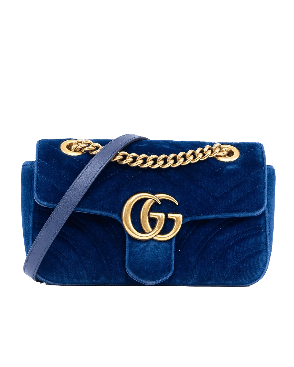 BB259585 GUCCI MARMONT 22 BLUE NAVY VELVET RGHW 446744 213048 05700