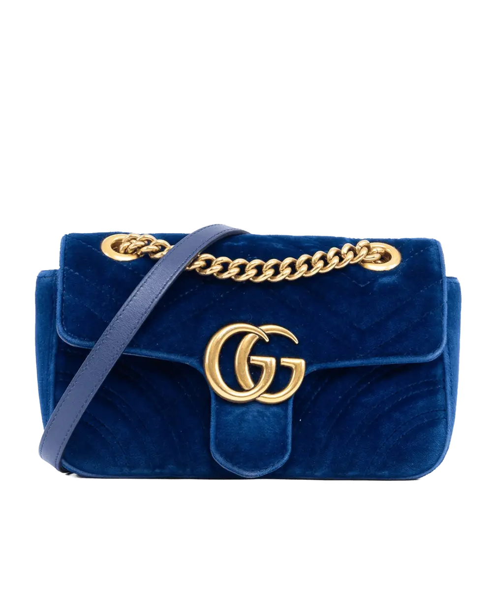 BB259585 GUCCI MARMONT 22 BLUE NAVY VELVET RGHW 446744 213048 05700