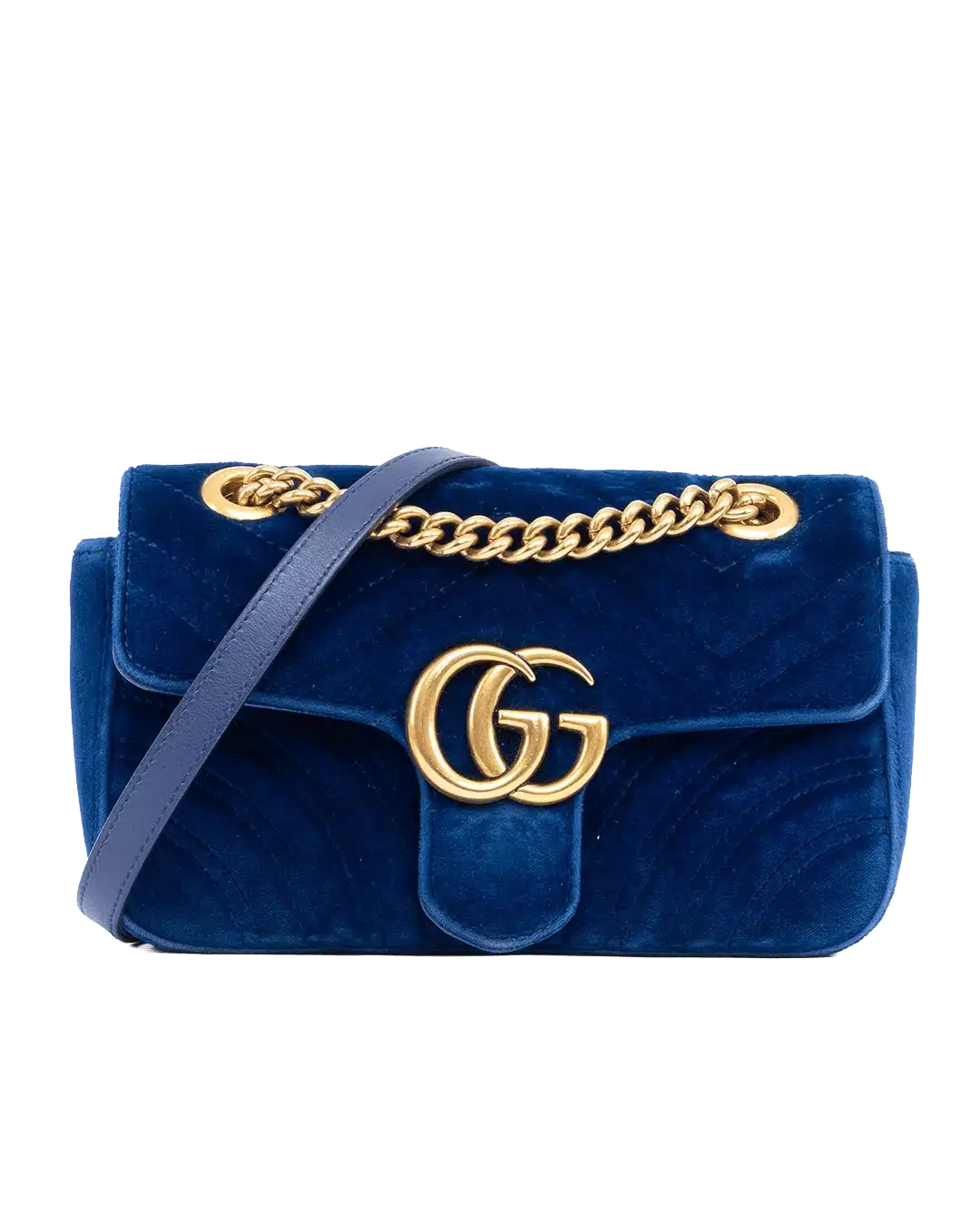 BB259585 GUCCI MARMONT 22 BLUE NAVY VELVET RGHW 446744 213048 05700
