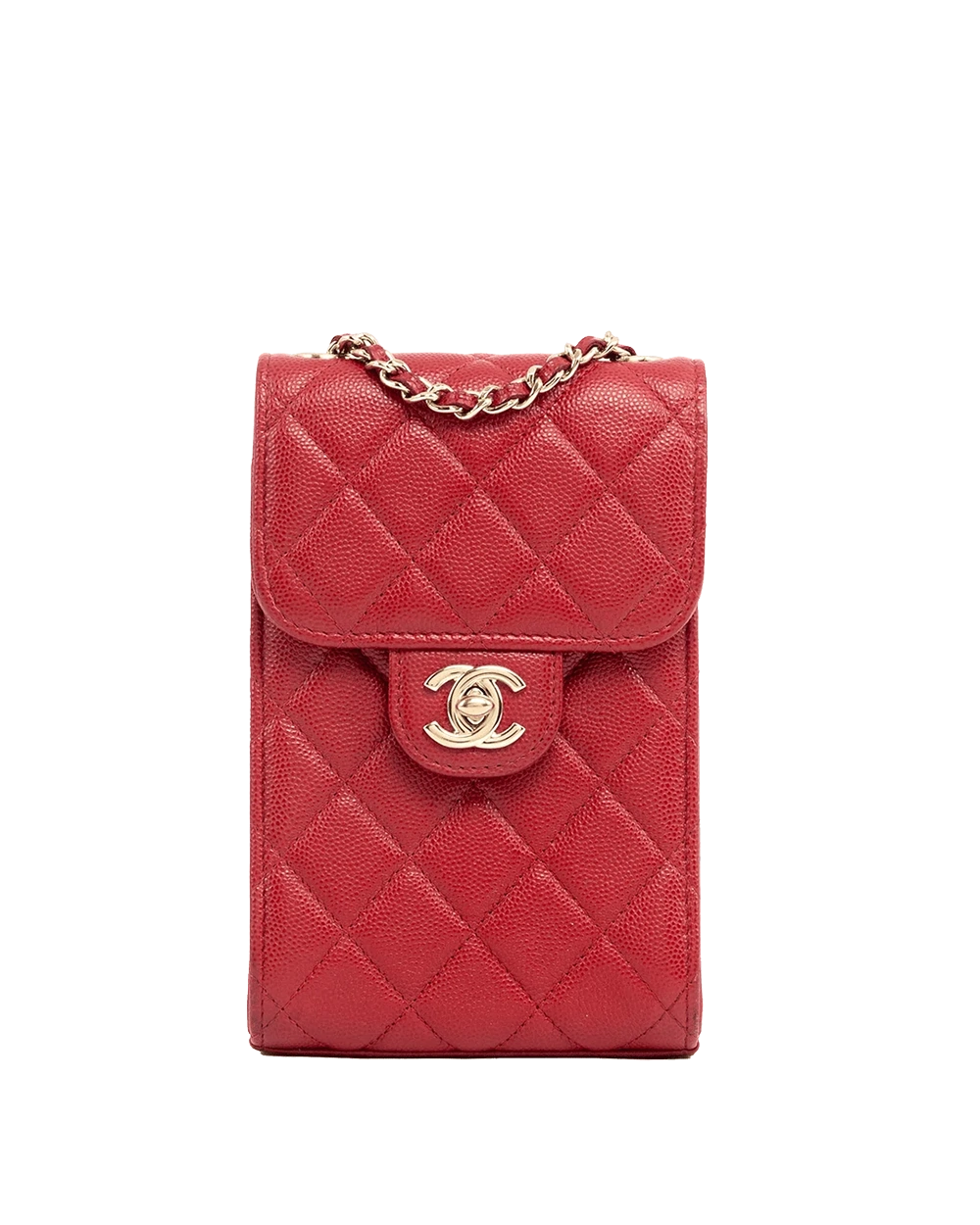 BB260239 CHANEL FLAP PHONE HOLDER RED CAVIAR GHW 28495501