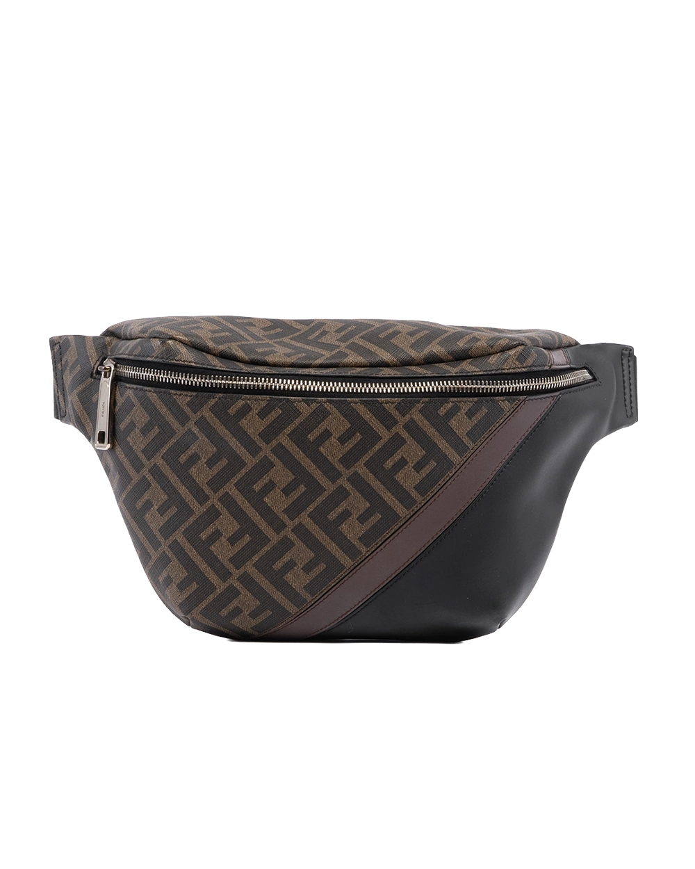 BB260618 FENDI FABRIC BELT BAG BLACK BROWN SHW 7VA434 A9XS 12085 208