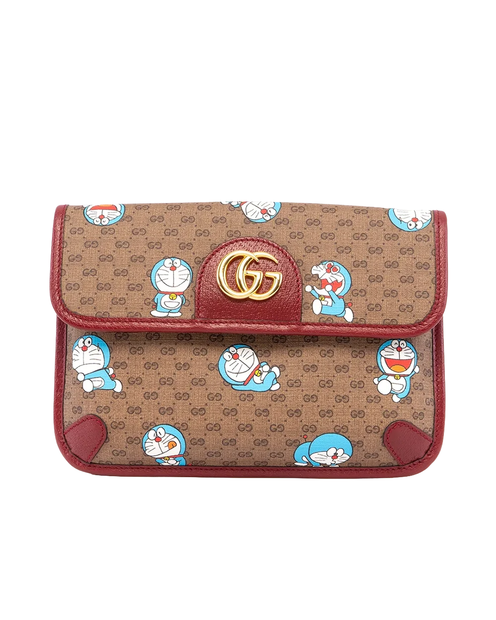 BB260635 GUCCIxDORAEMON BELT BAG BROWN RED WINE GG MONOGRAM CANVAS GHW 647817 525040