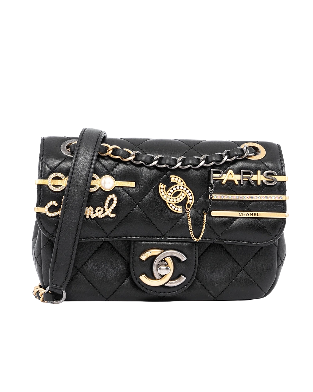 BB260754 CHANEL COCO CLIPS CLASSIC FLAP BAG MINI BLACK LAMB GHW G5G5UHG3