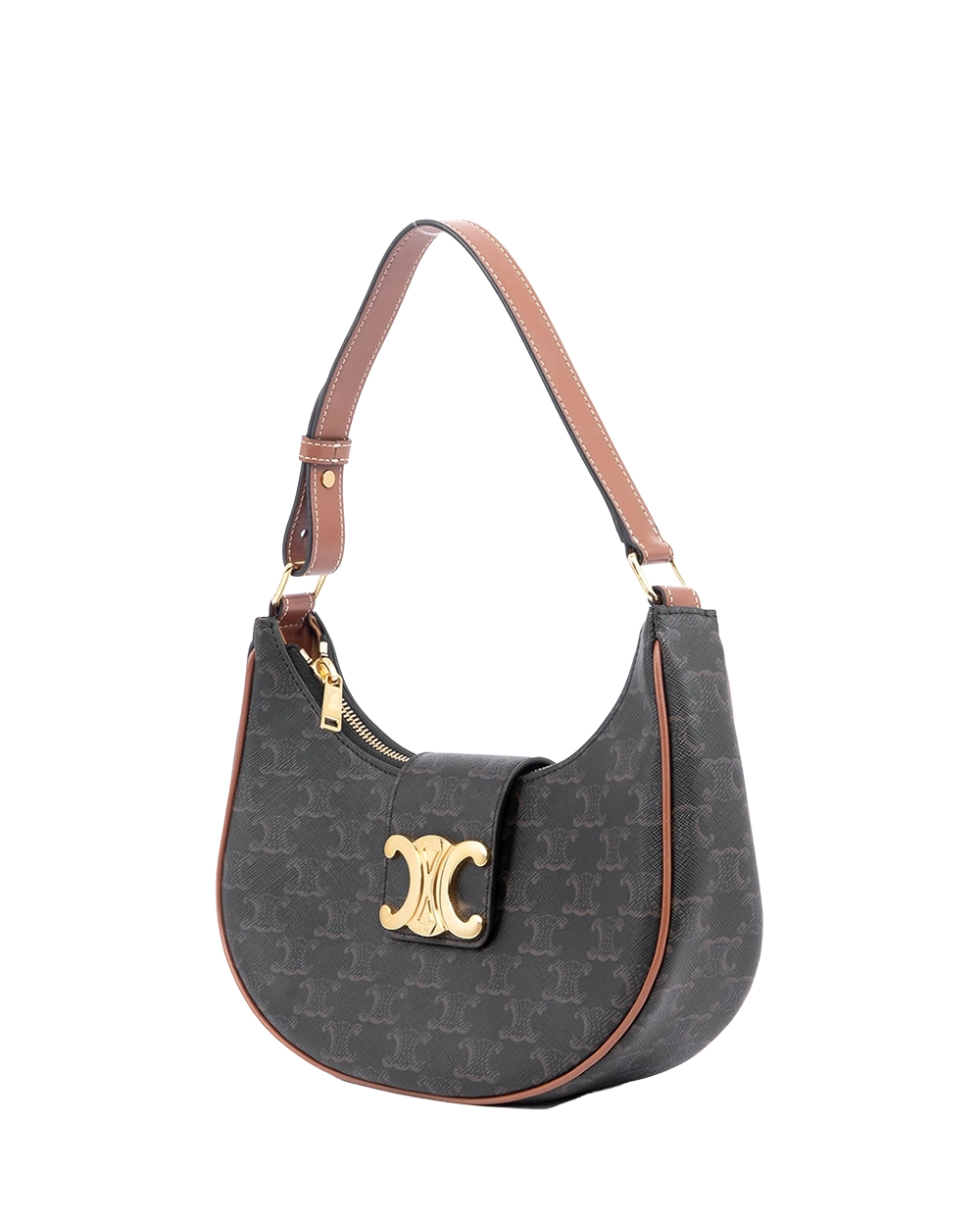 CELINE AVA TRIOMPHE MEDIUM BROWN TAN CANVAS GHW S GA 3273 00326