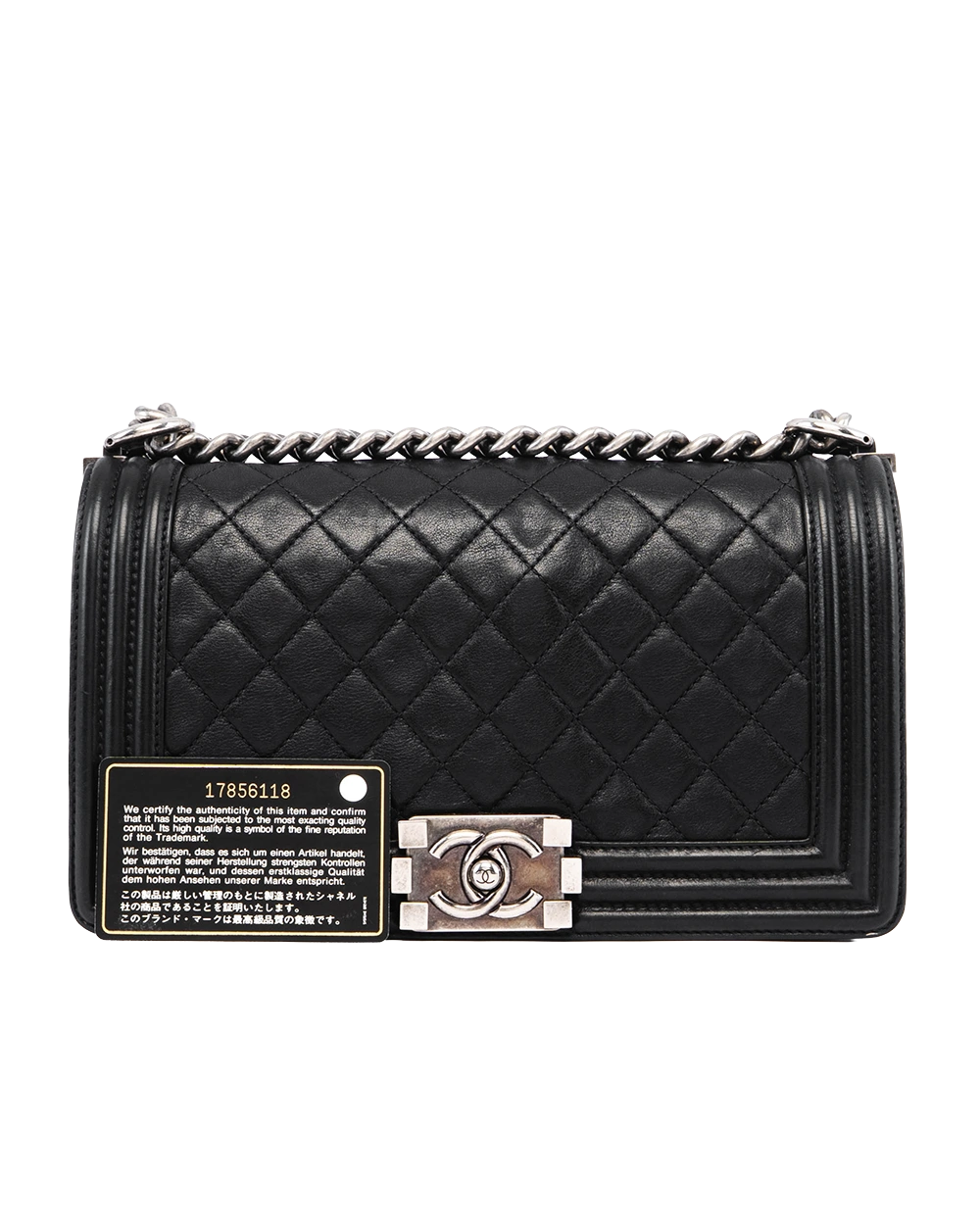 CHANEL BOY 10 BLACK CALF SHW 17856118 04739