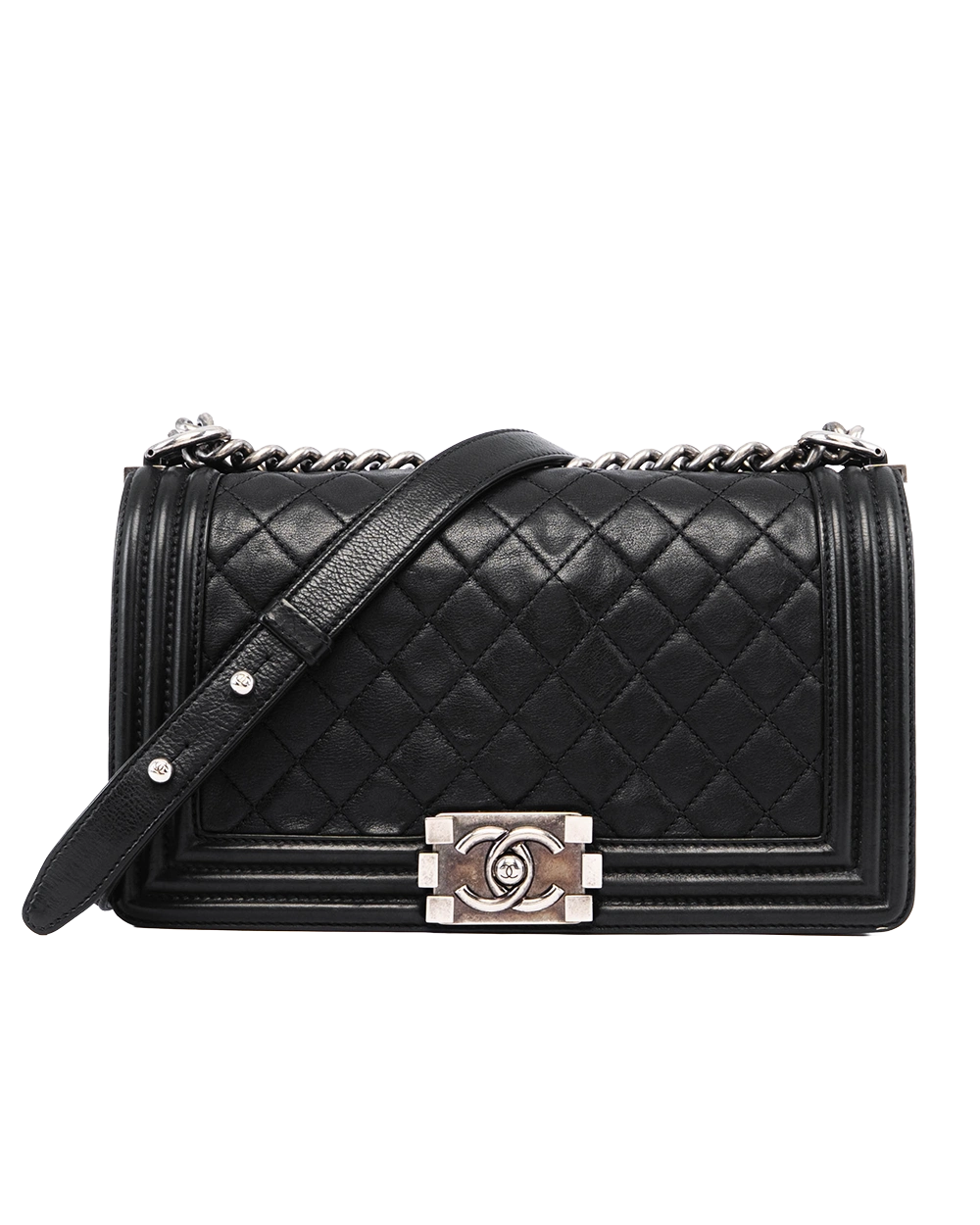 CHANEL BOY 10 BLACK CALF SHW 17856118 04741