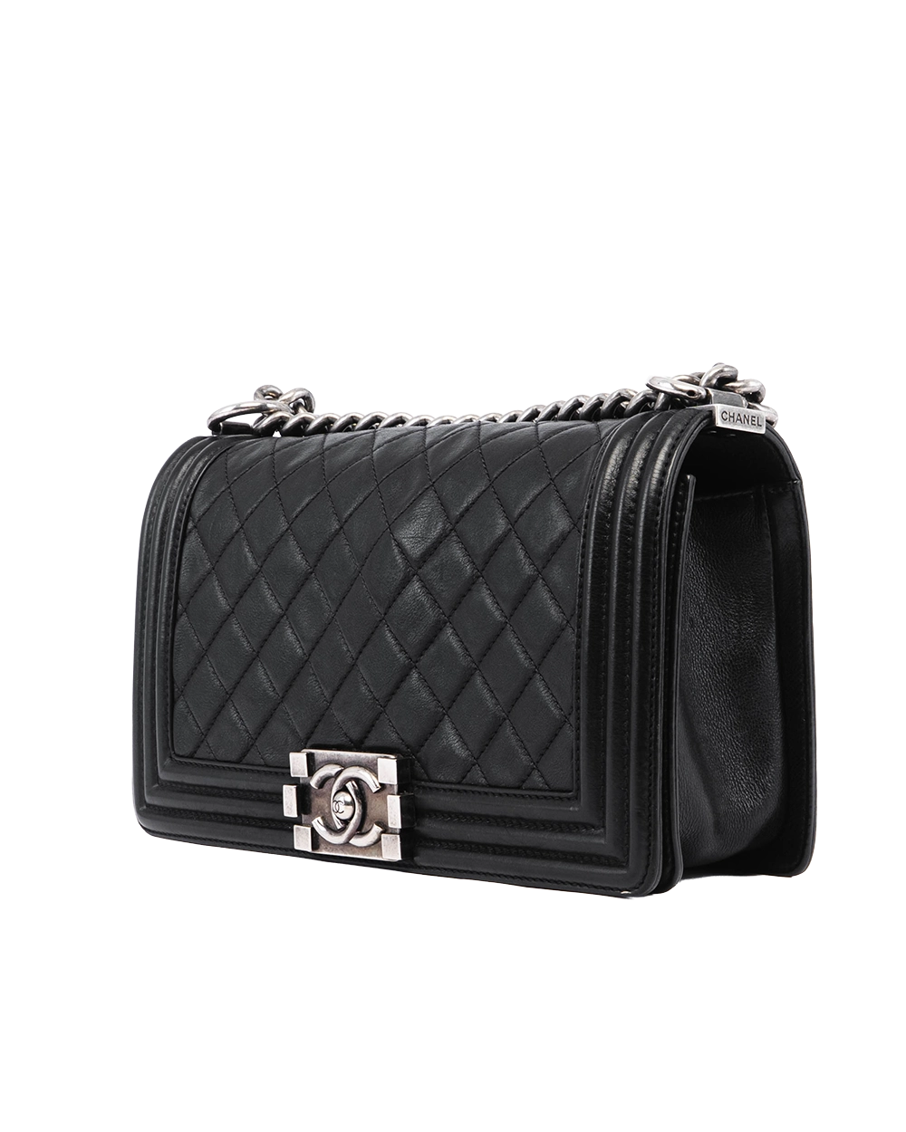 CHANEL BOY 10 BLACK CALF SHW 17856118 04742