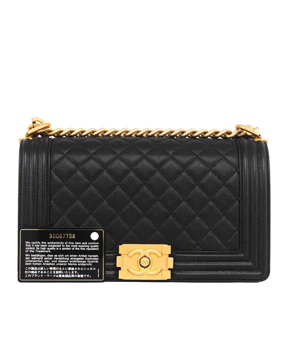 CHANEL BOY 10 BLACK CAVIAR GHW 30087758 05469
