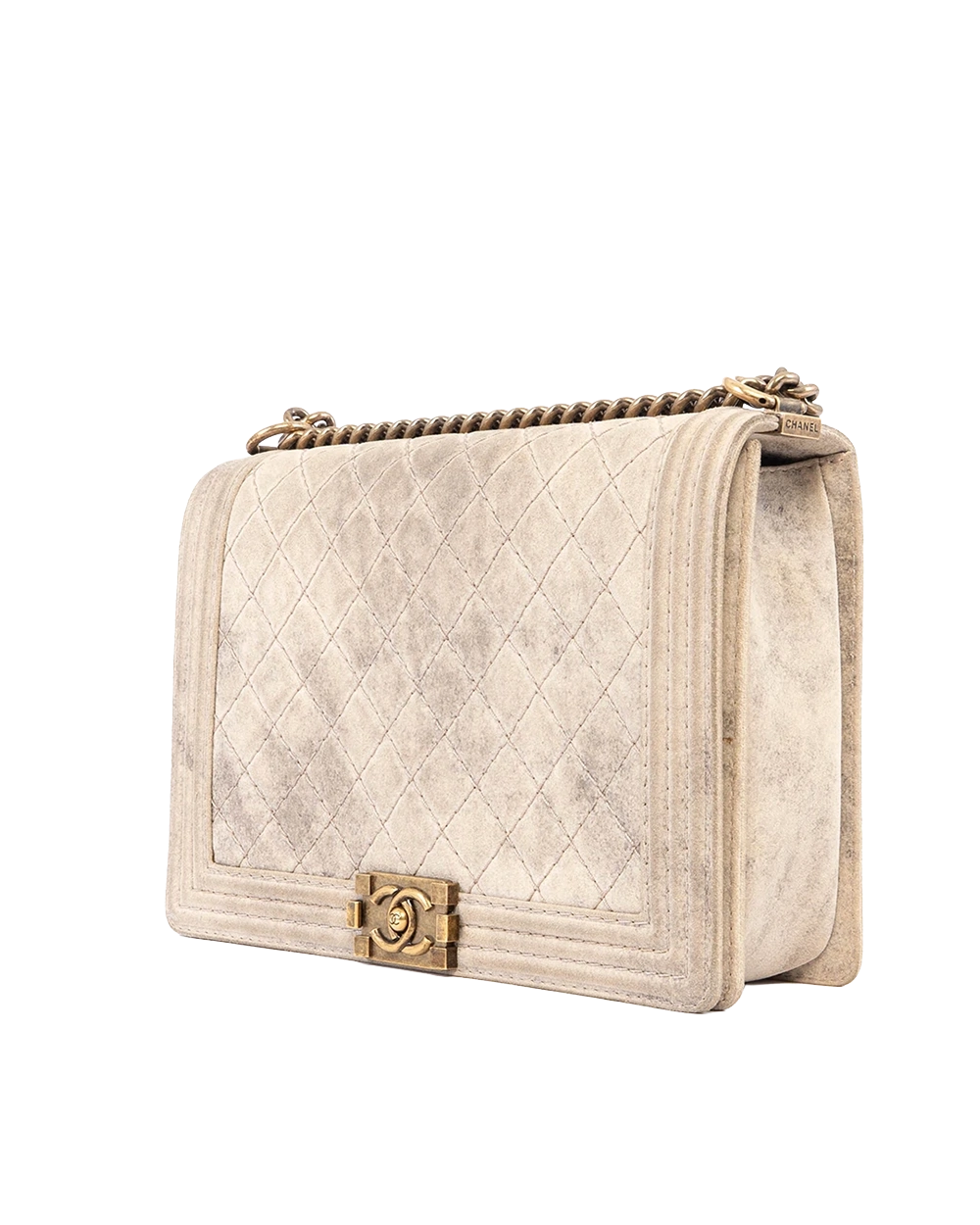 CHANEL BOY JUMBO WHITE DISTRESSED RGHW 03626