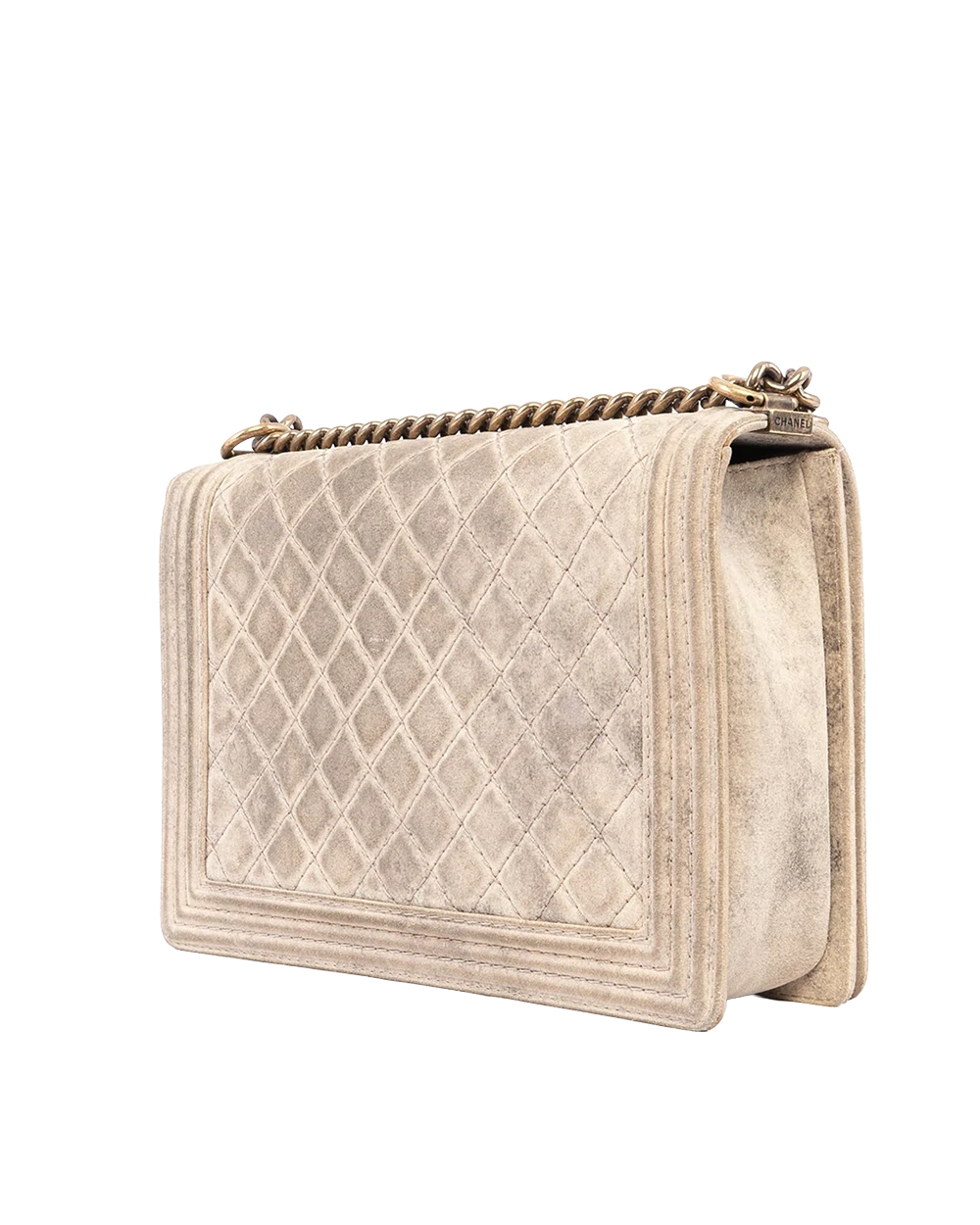 CHANEL BOY JUMBO WHITE DISTRESSED RGHW 03627