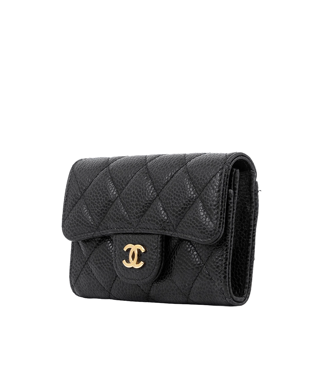 CHANEL CARD HOLDER SHORT BLACK CAVIAR GHW 30628704 00514