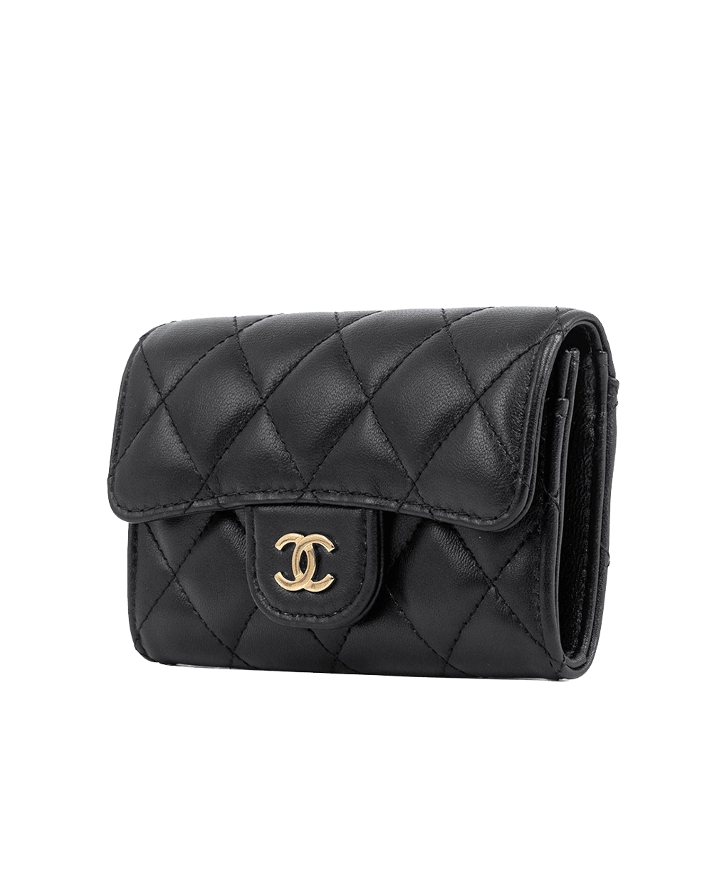 CHANEL CARD HOLDER SHORT BLACK LAMB GHW TPKTHHX7 09914