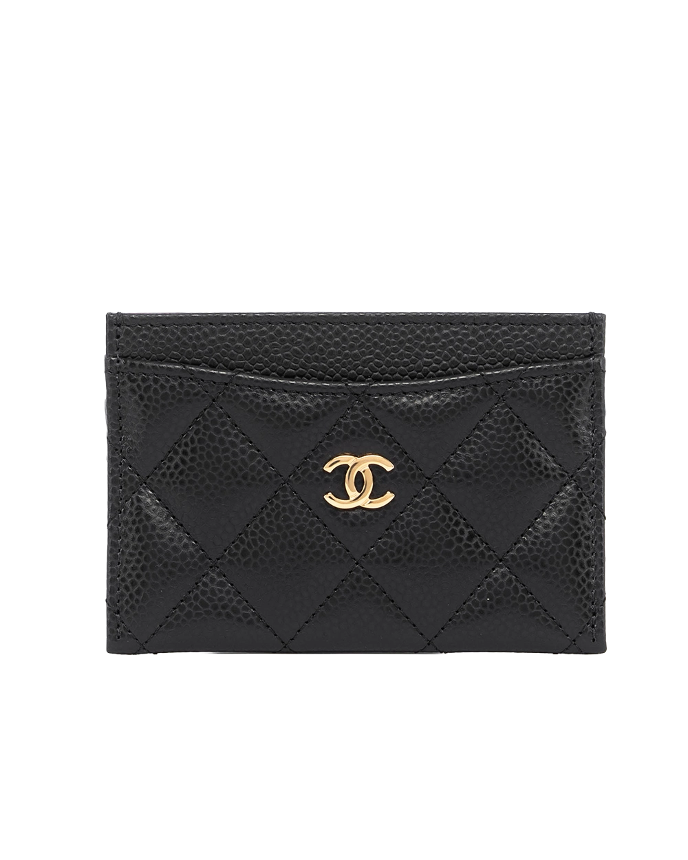 CHANEL CARD SLOT SHORT BLACK CAVIAR GHW ENC6X0G4 05249