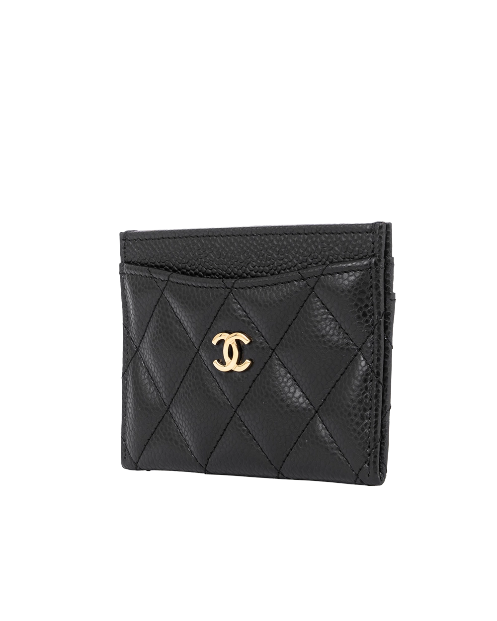 CHANEL CARD SLOT SHORT BLACK CAVIAR GHW ENC6X0G4 05250