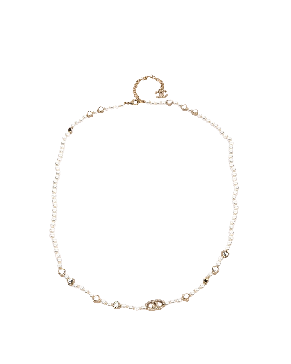 CHANEL CC LOCO NECKLACE SILVER PEARL SHW 01283