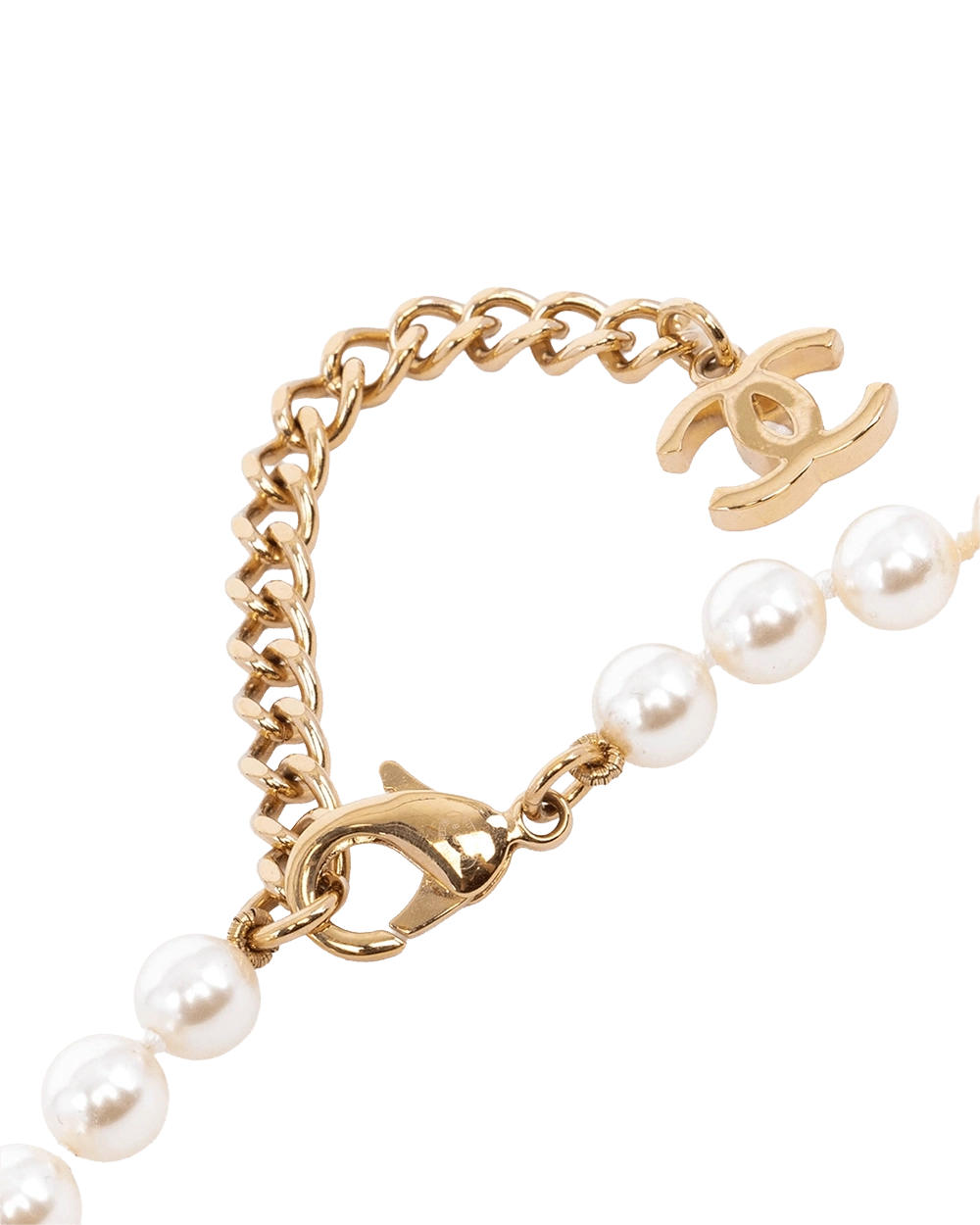 CHANEL CC LOGO NECKLACE BLACK PEARL GHW 09956