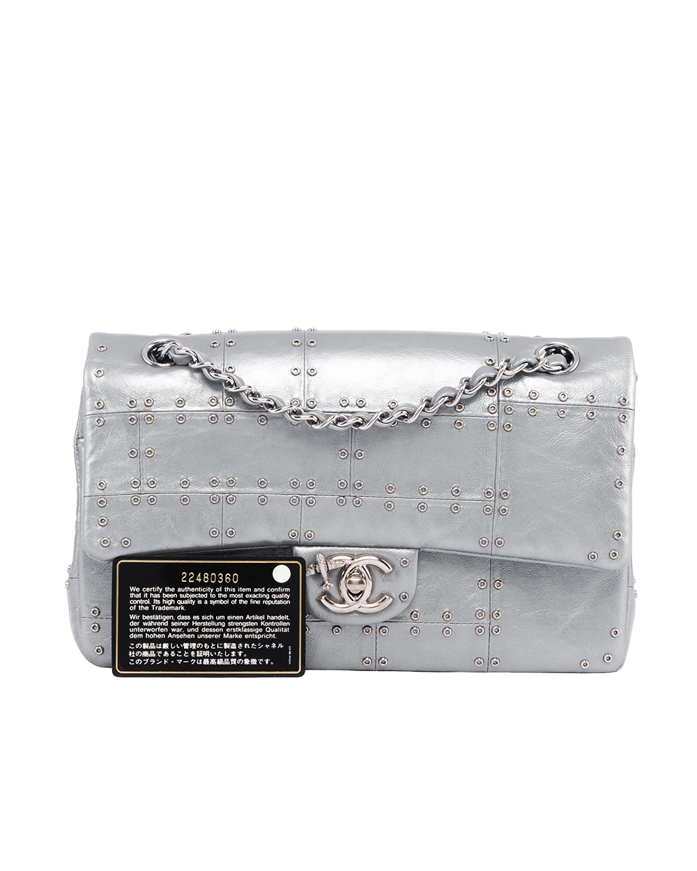 CHANEL CLASSIC 10 GREY AIRLINE CALF SHW 22480360 05738