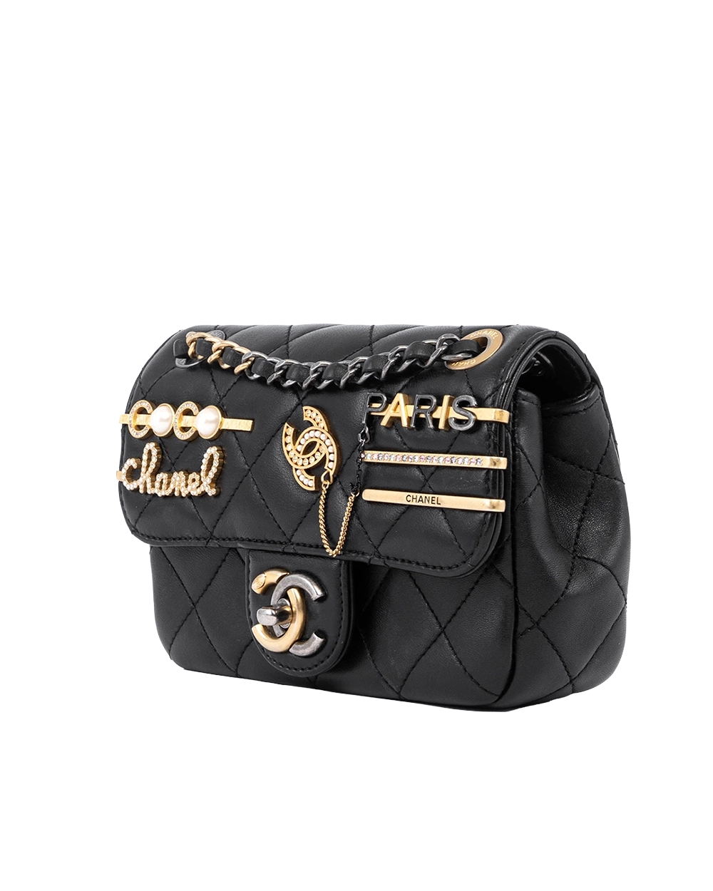 CHANEL COCO CLIPS CLASSIC FLAP BAG MINI BLACK LAMB GHW G5G5UHG3 04014