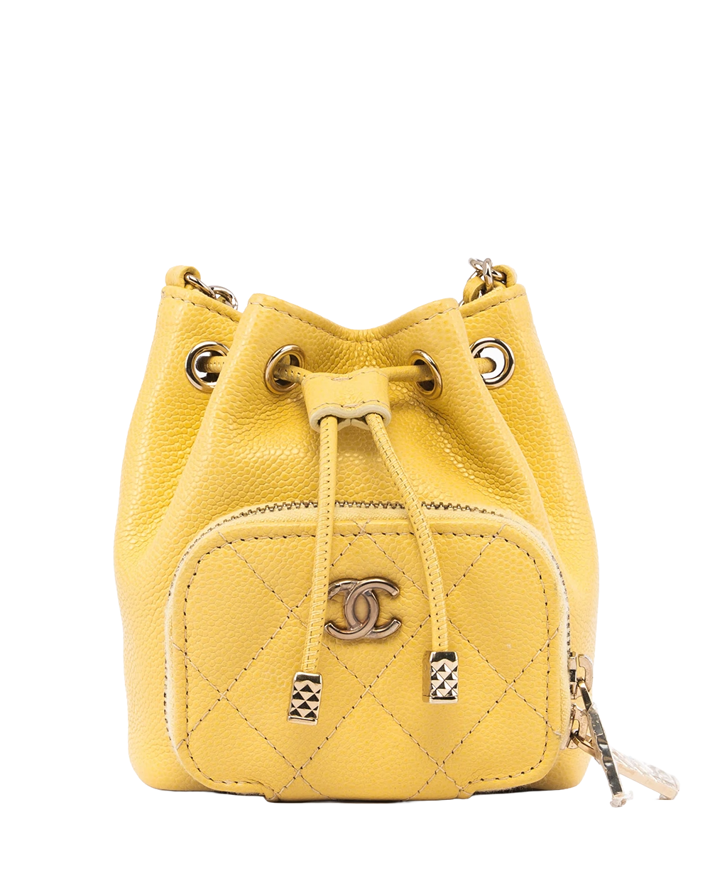 CHANEL DRAWSTRING MINI YELLOW CAVIAR GHW G67UTUPC 04529