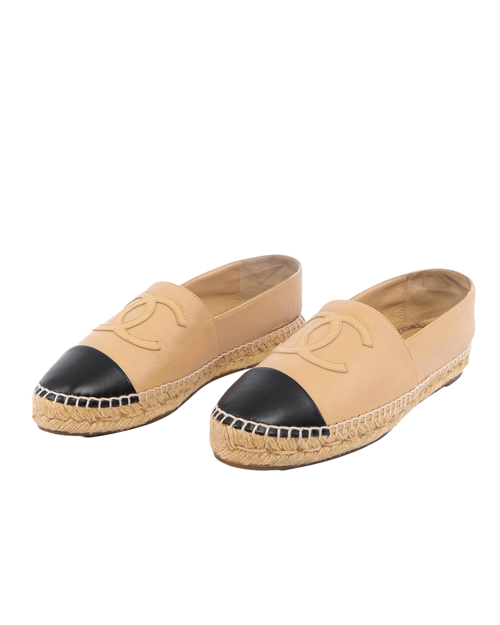 CHANEL ESPADRILLES 39 BEIGE CALF 00931