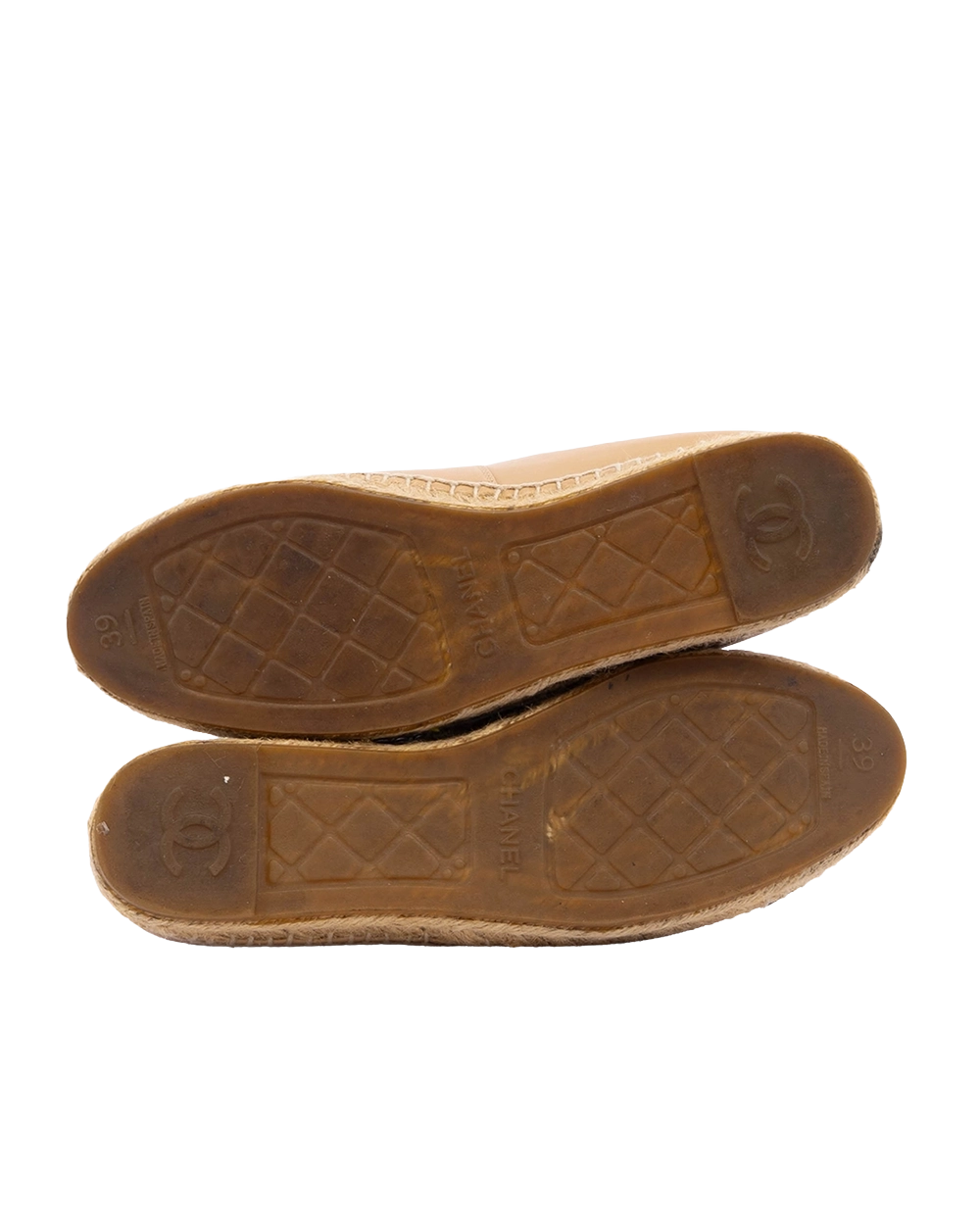CHANEL ESPADRILLES 39 BEIGE CALF 00934