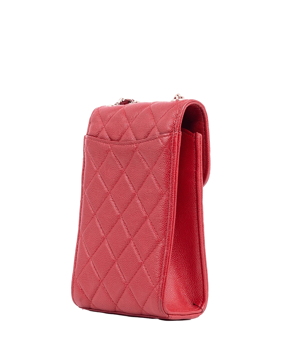 CHANEL FLAP PHONE HOLDER RED CAVIAR GHW 28495501 09393