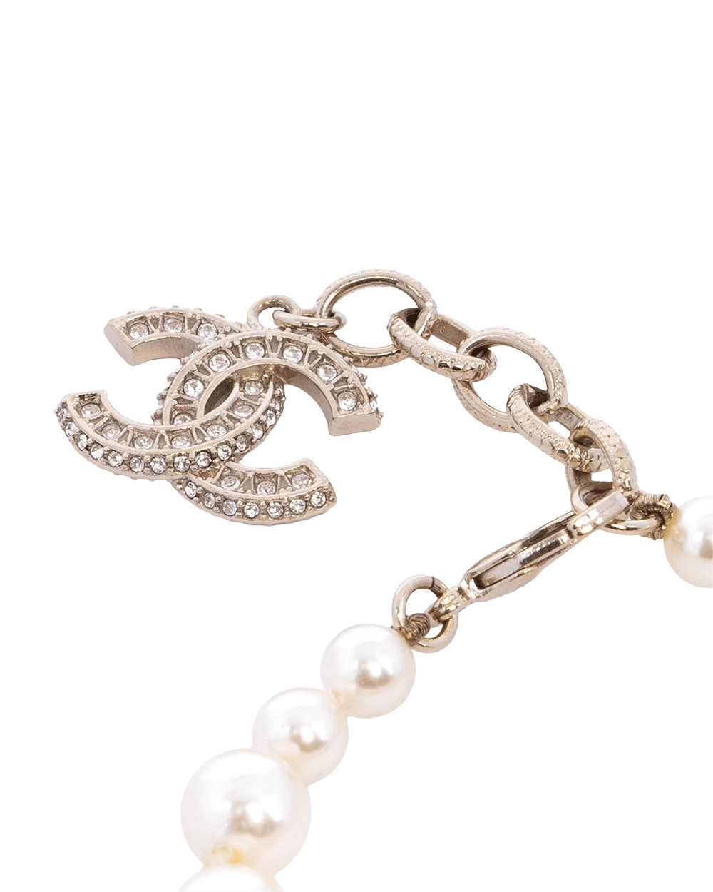 CHANEL GLASS PEARL CC BRACELET CRYSTAL GHW 09949