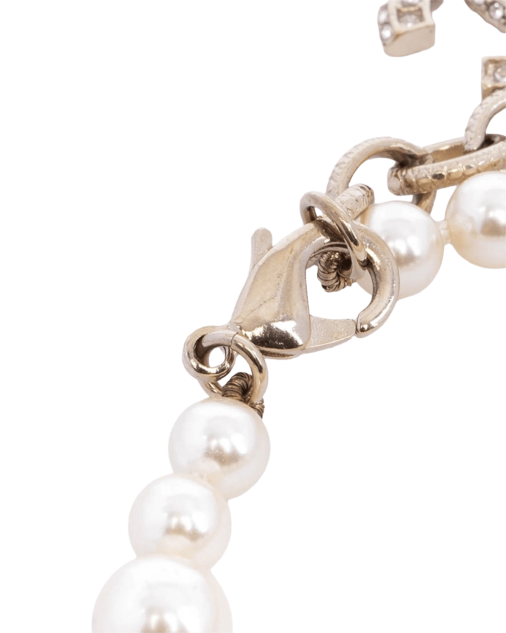 CHANEL GLASS PEARL CC BRACELET CRYSTAL GHW 09951