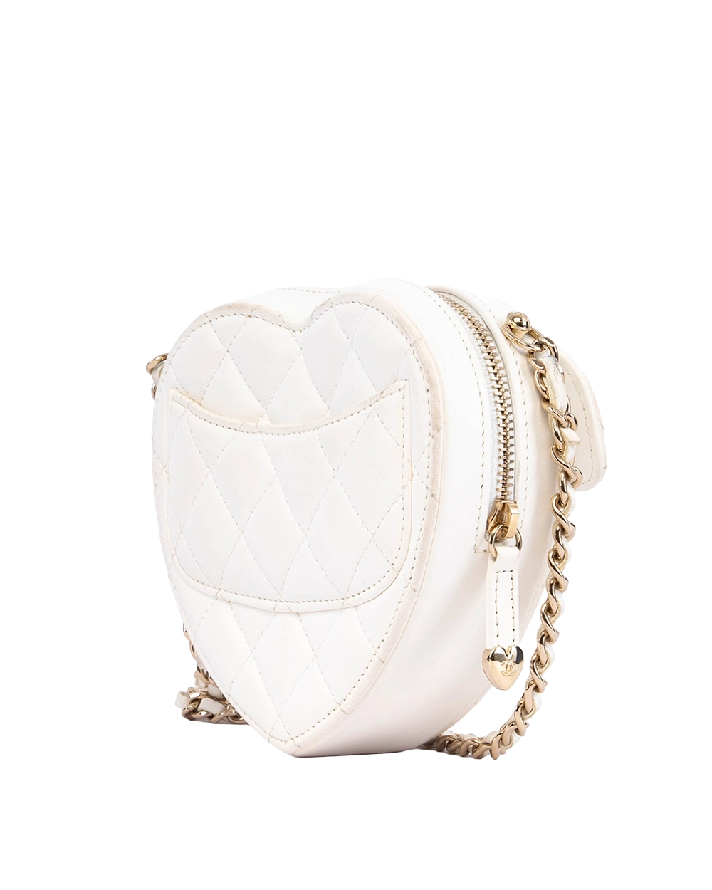 CHANEL HEART VINITY WITH CHAIN MINI WHITE LAMB SHW 32022496 04204