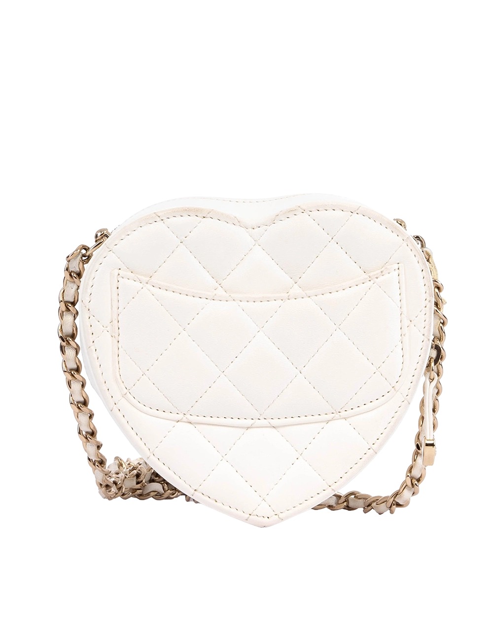 CHANEL HEART VINITY WITH CHAIN MINI WHITE LAMB SHW 32022496 04205