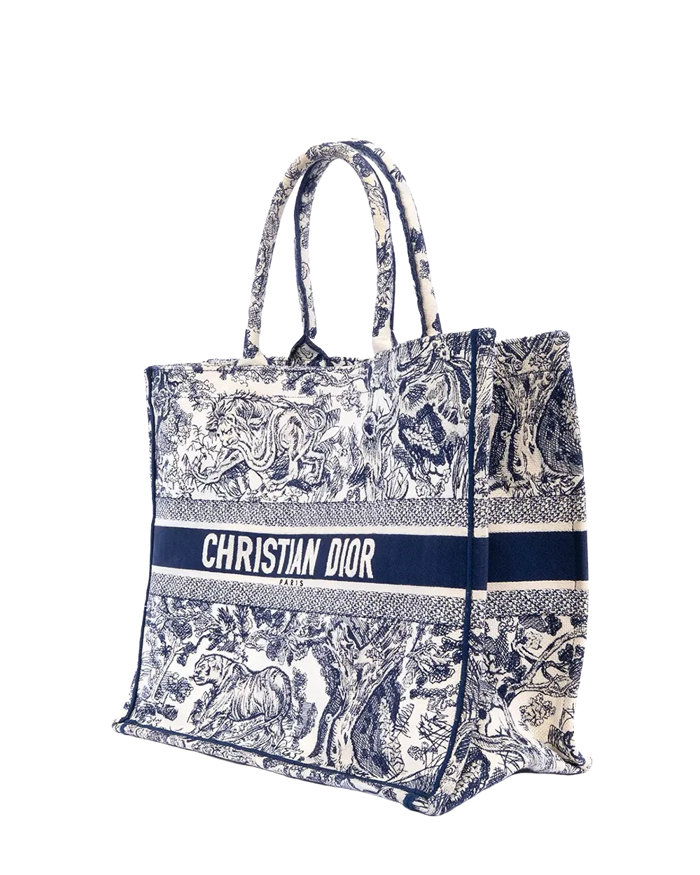 DIOR BOOK TOTE MEDIUM OBLIQUE NAVY JACQUARD 00627