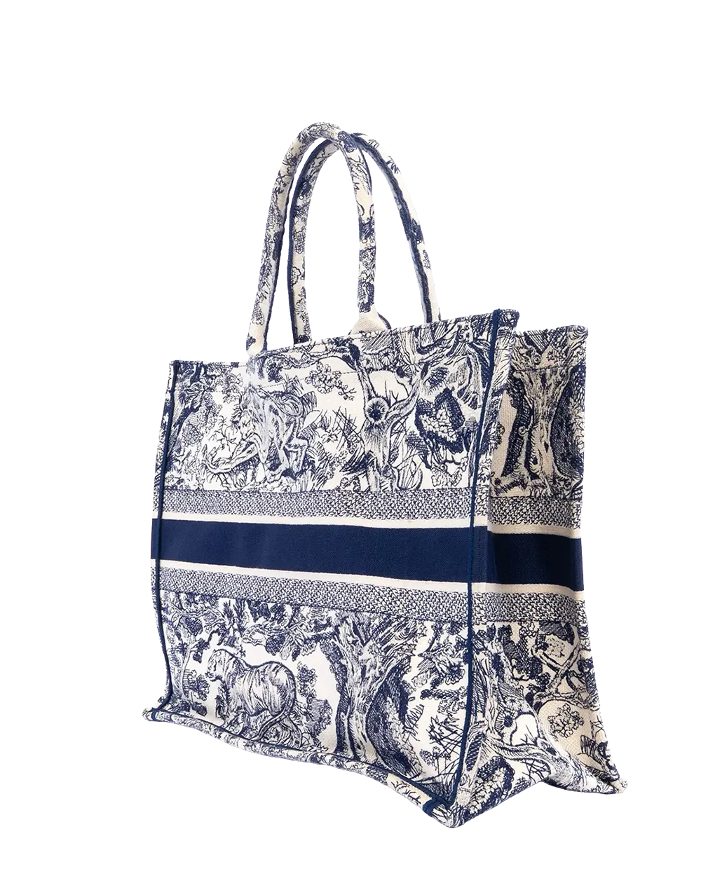 DIOR BOOK TOTE MEDIUM OBLIQUE NAVY JACQUARD 00628