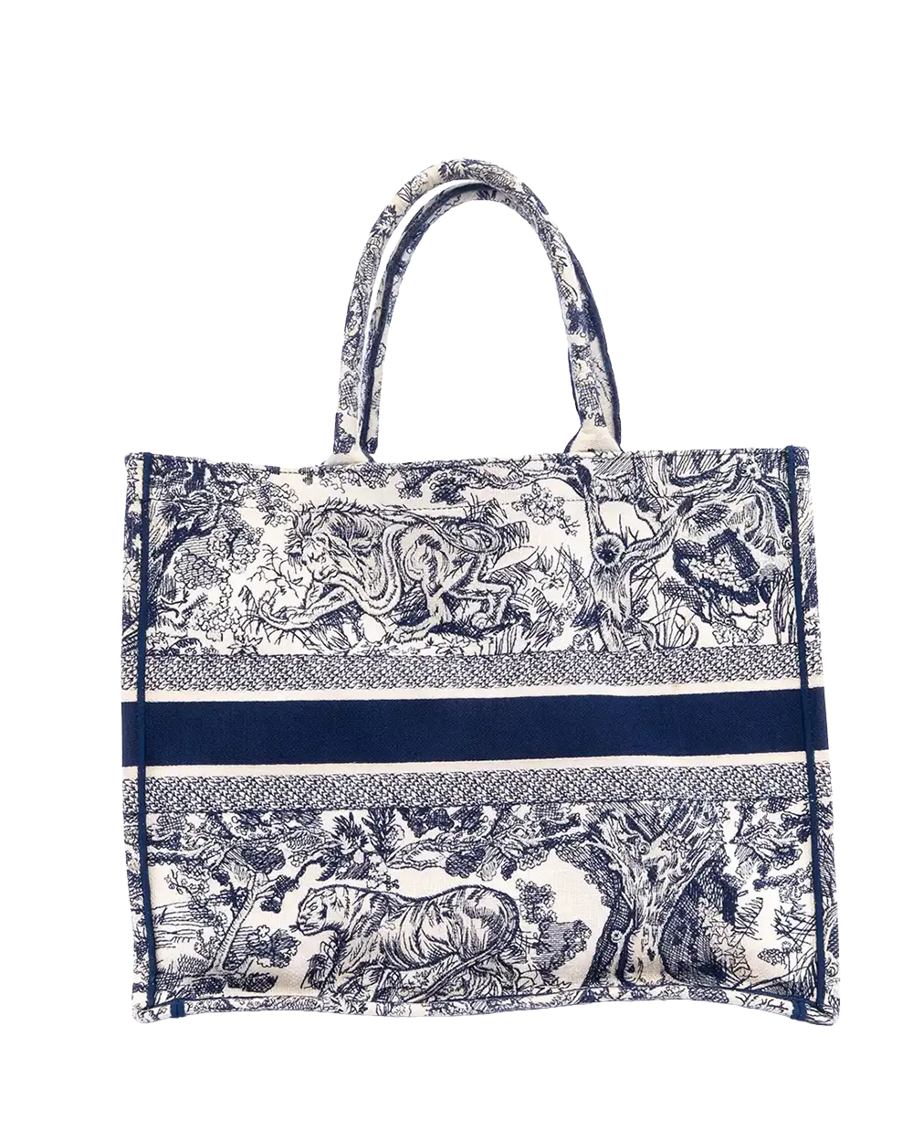 DIOR BOOK TOTE MEDIUM OBLIQUE NAVY JACQUARD 00629