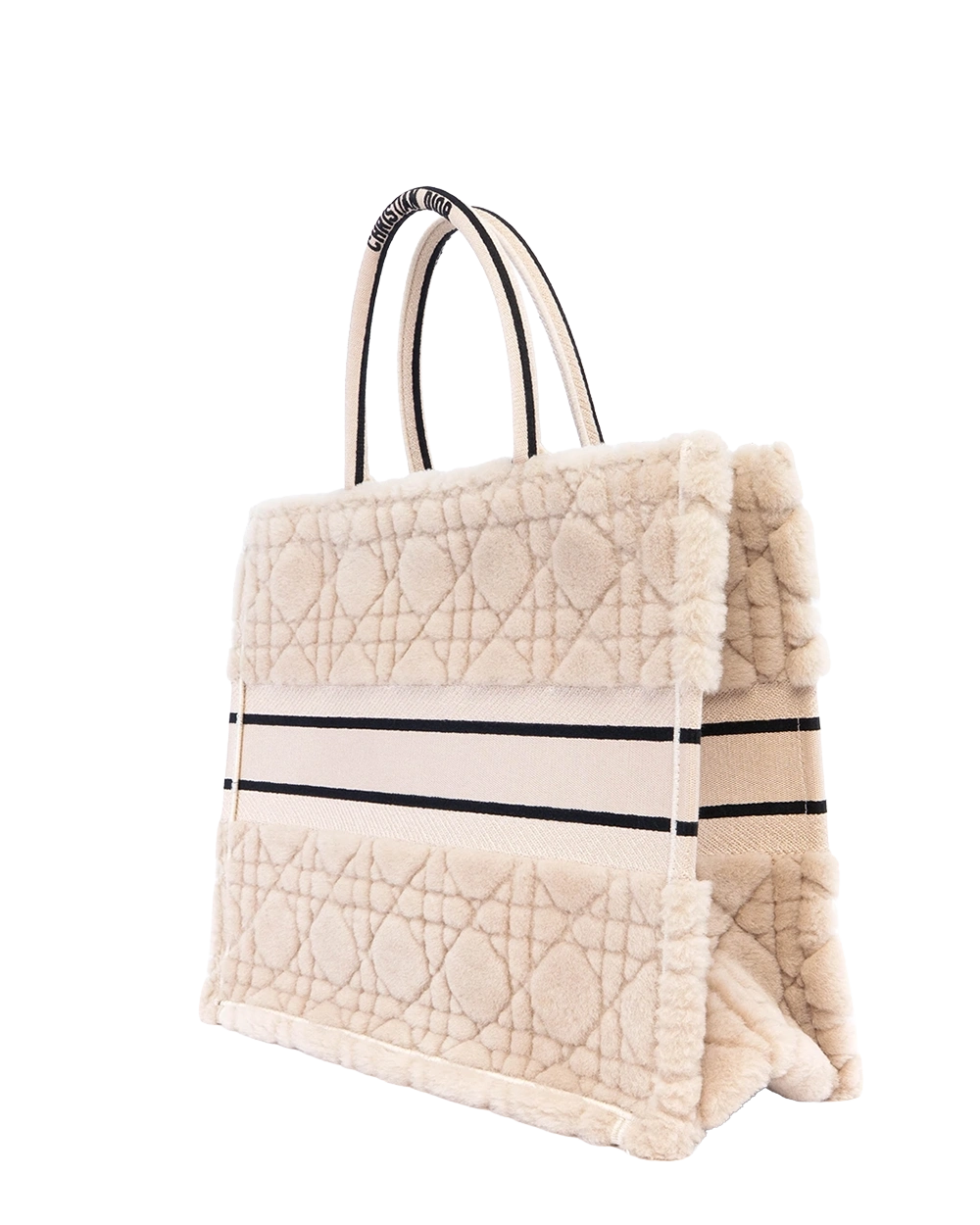 DIOR BOOK TOTE MEDIUM WHITE BEIGE SHEARLING 50 MA 0272 04396