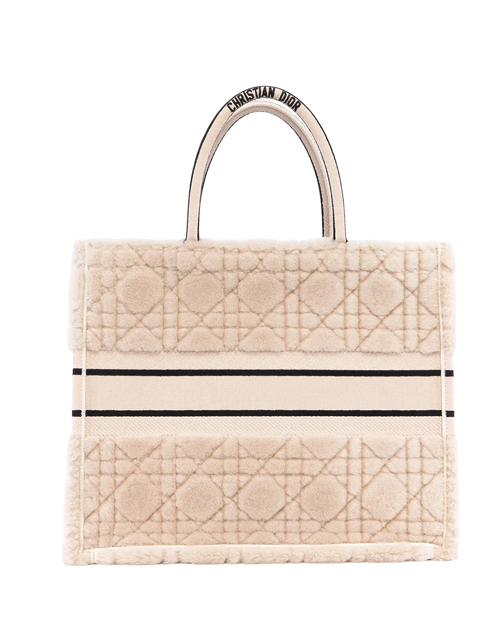 DIOR BOOK TOTE MEDIUM WHITE BEIGE SHEARLING 50 MA 0272 04397