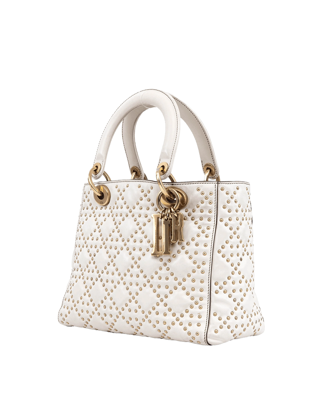 DIOR LADY STUDDED MEDIUM WHITE LAMB GHW 09 BO 0137 07437 result