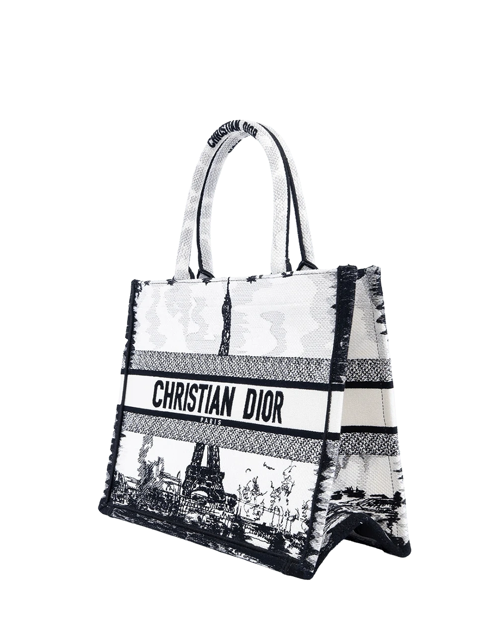 DIOR PARIS BOOK TOTE SMALL WHITE BLACK JACQUARD 50 MA 0224 08851