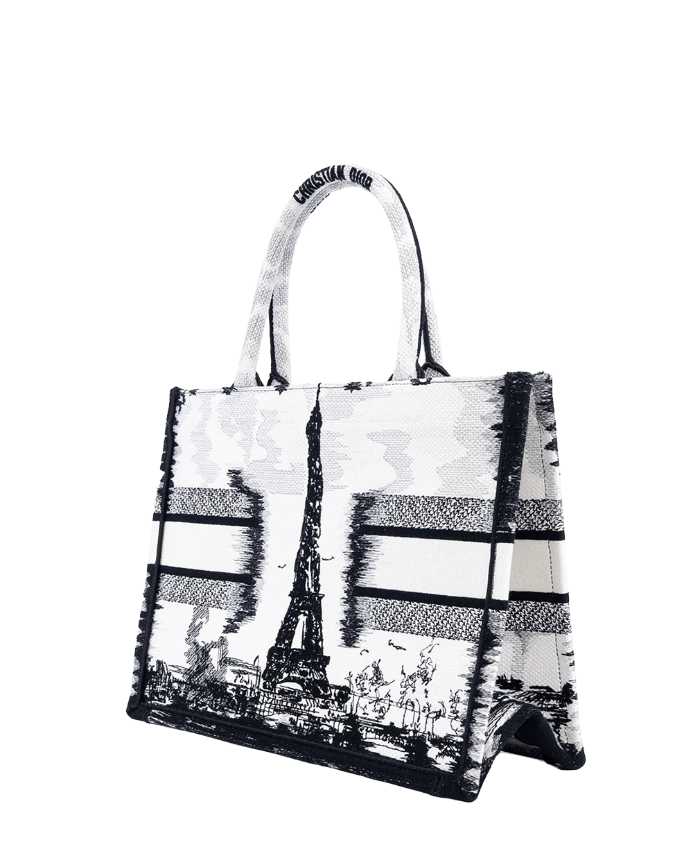 DIOR PARIS BOOK TOTE SMALL WHITE BLACK JACQUARD 50 MA 0224 08852