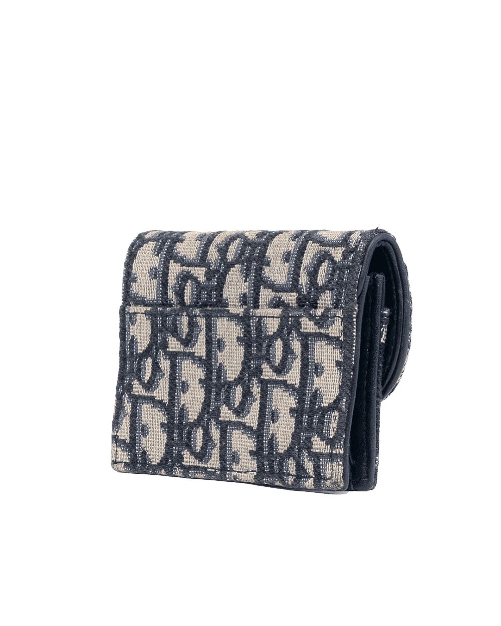 DIOR SADDLE CARD HOLDER SHORT BLUE NAVY OBLIQUE JACUARD GHW 47 MA 0221 05756
