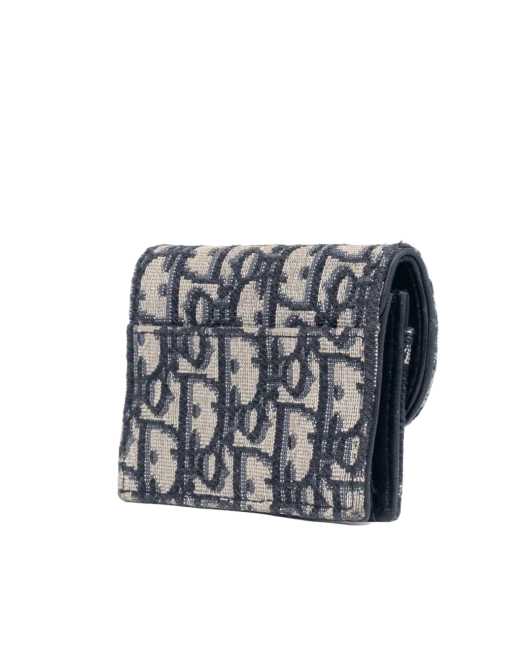 DIOR SADDLE CARD HOLDER SHORT BLUE NAVY OBLIQUE JACUARD GHW 47 MA 0221 05756